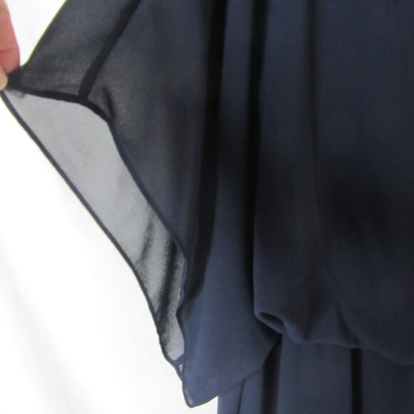 Jessica Howard Maxi Formal Dress Souffle Chiffon Short Sleeve Navy Size 14W NWT - Picture 12 of 16